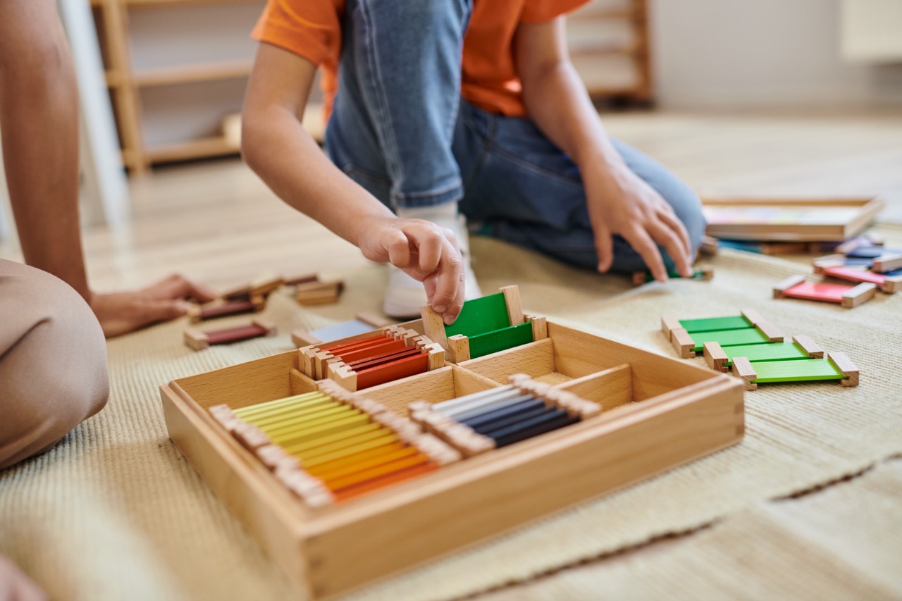 Child engaged in Montessori learning